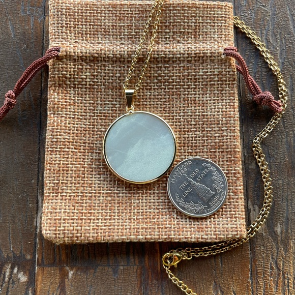 Genuine Amazonite Round Pendant Amazonite Necklace Minimalist Crystal Necklace - Picture 2 of 2